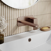 Nuie Windon Wall Mounted Basin Mixer 2 Tap Hole with Plate Brushed Bronze lifestyle image