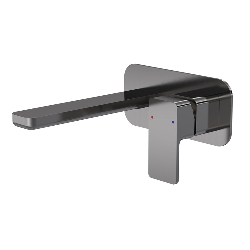 Nuie Windon Wall Mounted Basin Mixer 2 Tap Hole with Plate Brushed Pewter WIN728