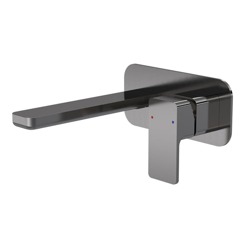 Nuie Windon Wall Mounted Basin Mixer 2 Tap Hole with Plate Brushed Pewter WIN728