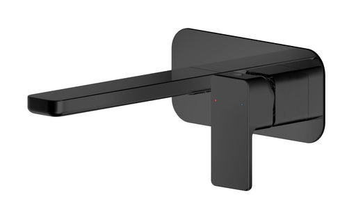 Nuie Windon Wall Mounted Basin Mixer 2 Tap Hole with Plate Matt Black WIN428