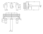 Nuie Windon Wall Mounted Basin Mixer 3 Tap Hole Chrome dimensions diagram WIN317