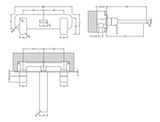 Nuie Windon Wall Mounted Basin Mixer 3 Tap Hole with Plate Chrome dimensions diagram WIN350