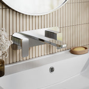 Nuie Windon Wall Mounted Basin Mixer 3 Tap Hole with Plate Chrome lifestyle image