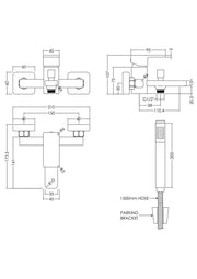 Nuie Windon Wall Mounted Bath Shower Mixer Chrome dimensions diagram WIN316