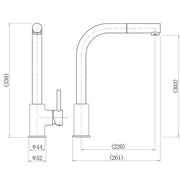 Nuie Zansar Pull Out Kitchen Mixer Tap line drawing