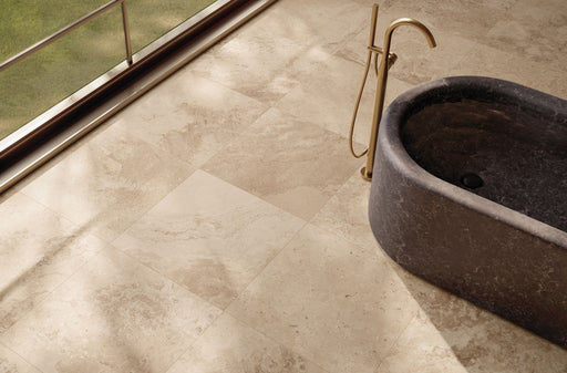 Ocala cream stone effect matt tile 600x600mm - view 2