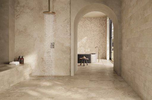 Ocala Cream Stone Effect Matt Porcelain Wall & Floor Tile 600x600mm
