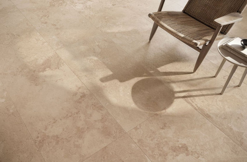 Ocala Ivory Stone Effect Matt Porcelain Wall & Floor Tile 600x1200mm