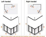 AKW shower screen handing diagram – left hand and right hand orientation