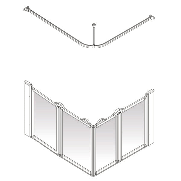AKW Option E half height carer shower screen with bi-fold doors