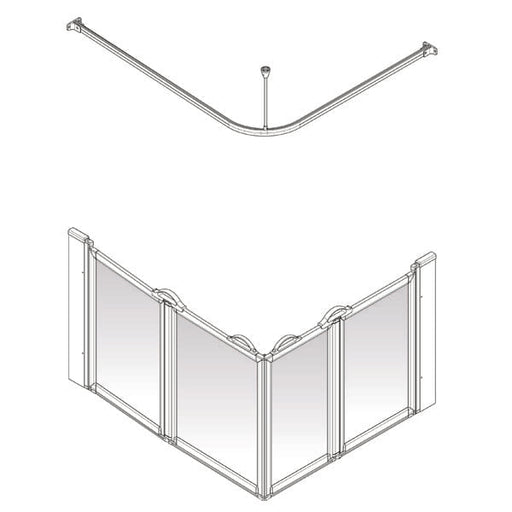 AKW Option E half height carer shower screen with bi-fold doors