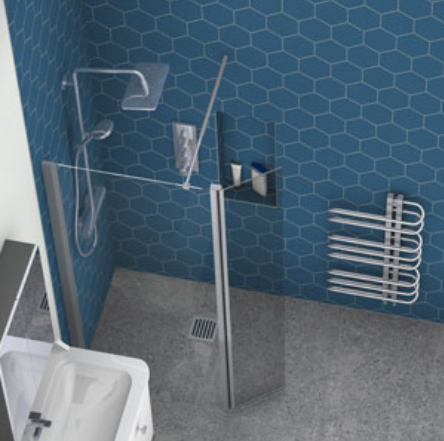 Opulence Full Height Glass Screen 1000mm For Vinyl Floor (GD53-10V)