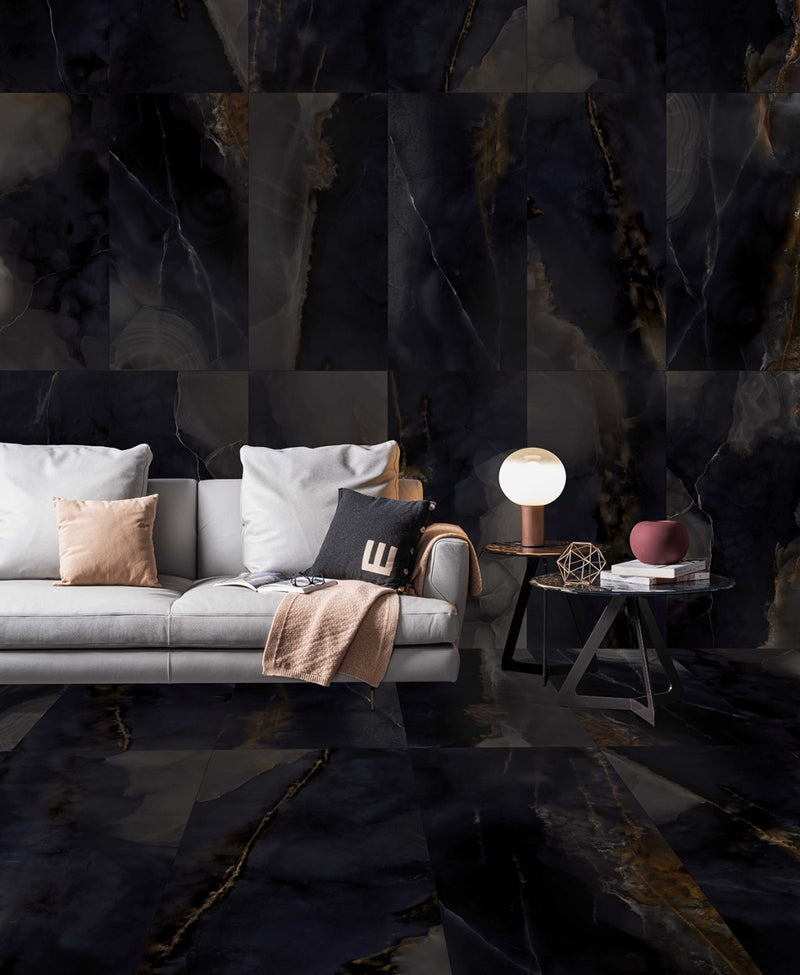 Orlando black onyx effect tile 600x1200mm - view 3
