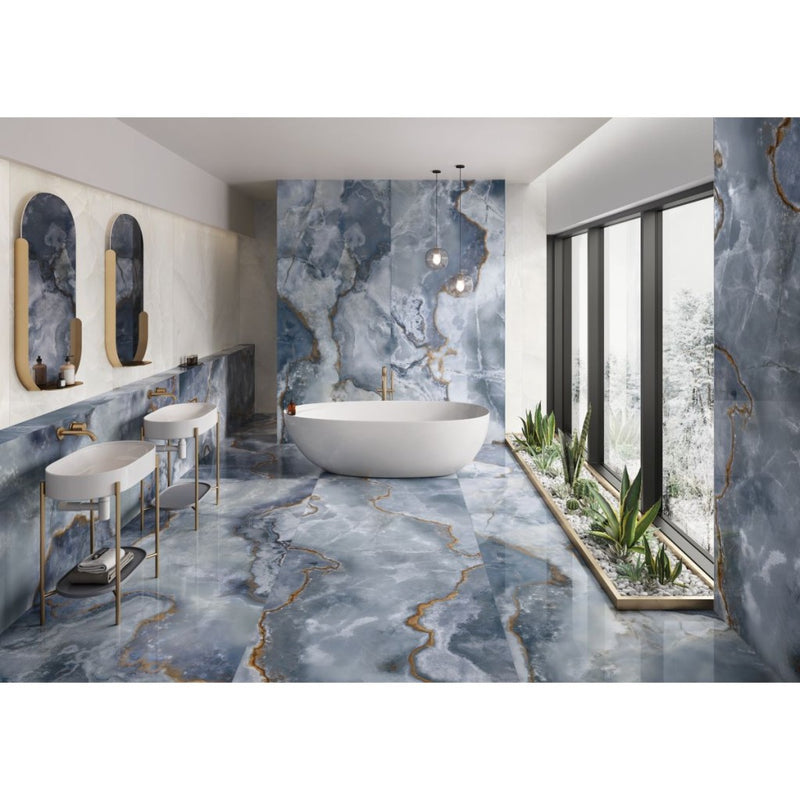 Orlando blue onyx effect tile 600x1200mm - view 2
