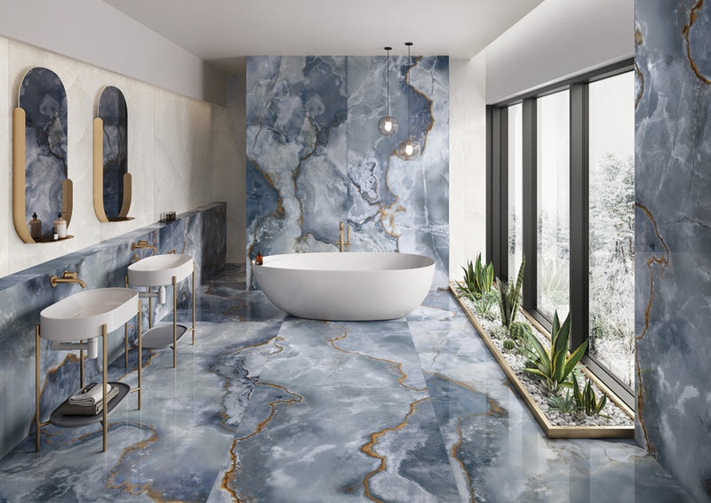 Orlando blue onyx effect tile 600x1200mm - view 2