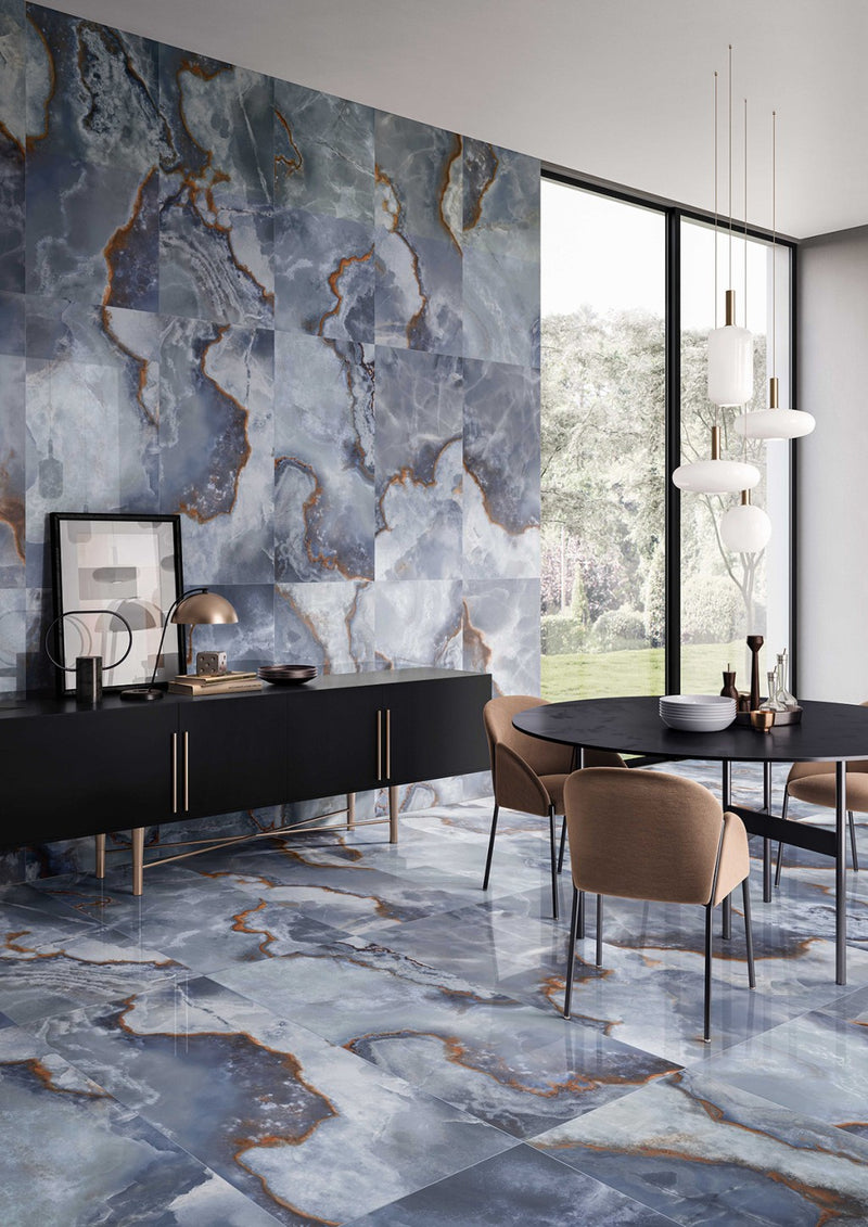 Orlando blue onyx effect tile 600x1200mm - view 4