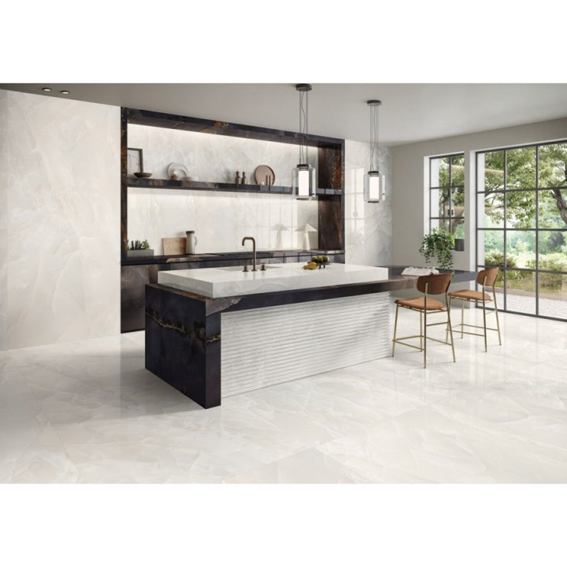 Orlando Ivory Onyx Effect Matt Porcelain Wall & Floor Tile 600x1200mm