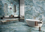 Orlando Turquoise Onyx Effect Matt Porcelain Wall & Floor Tile 600x1200mm