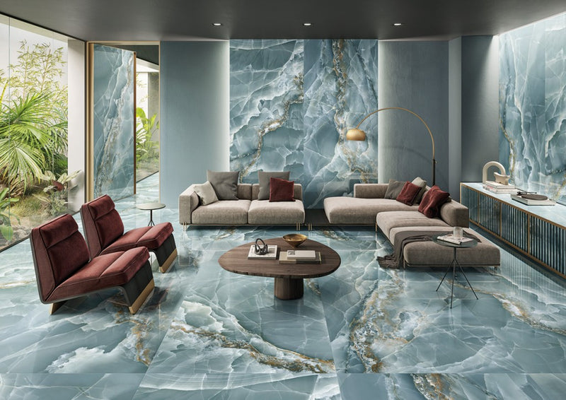 Orlando turquoise onyx effect tile 600x1200mm - view 2