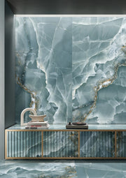 Orlando Turquoise Onyx Effect Polished Porcelain Wall & Floor Tile 600x1200mm