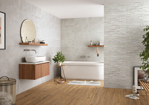 Osprey White Stone Effect Matt Ceramic Split Face Decor Wall Tile 300x600mm