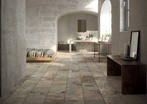 Oviedo autumn grey flagstone effect tile 500x500mm - view 2