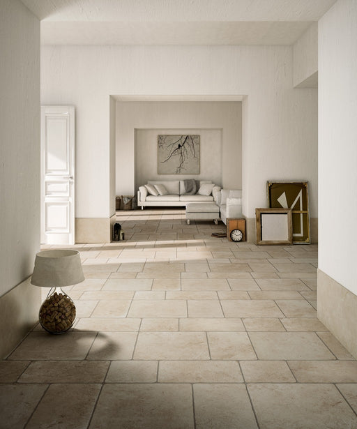 Oviedo Ivory Flagstone Effect Matt Porcelain Wall & Floor Tile 300x500mm