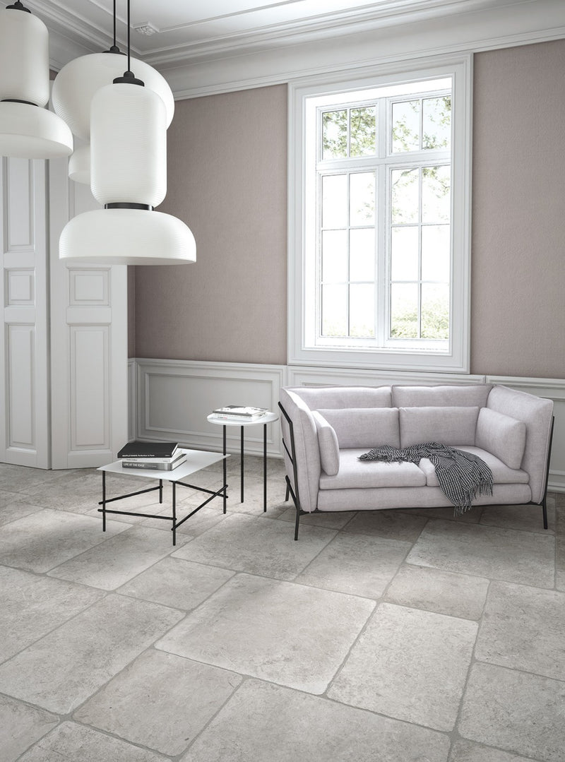 Oviedo pale grey flagstone effect tile 500x500mm - view 2