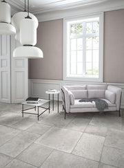 Oviedo Pale Grey Flagstone Effect Matt Porcelain Wall & Floor Tile 500x500mm