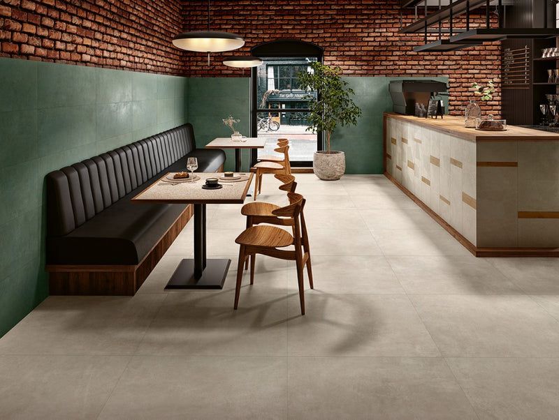 Palm Coast Green Oxidised Effect Matt Ceramic Wall Tile 350x1000mm