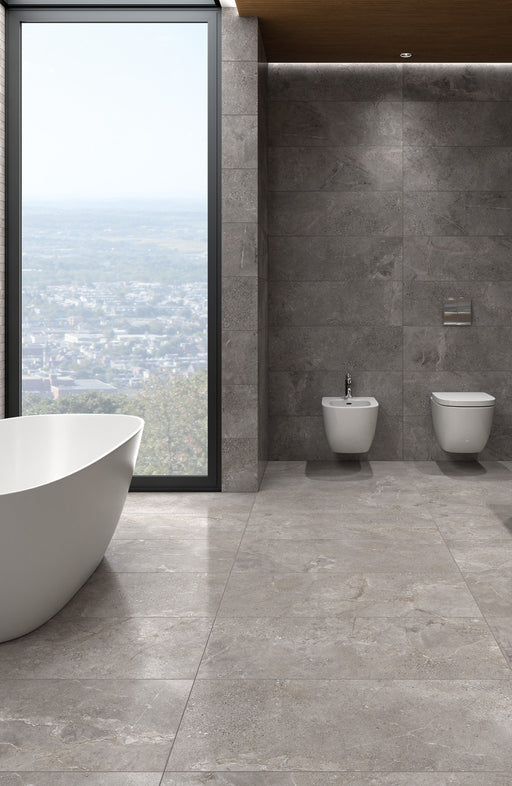 Parkland Anthracite Stone Effect Satin Ceramic Wall Tile 300x600mm