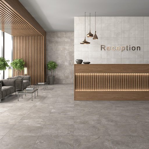 Parkland Grey Stone Effect Satin Ceramic Wall Tile 300x600mm