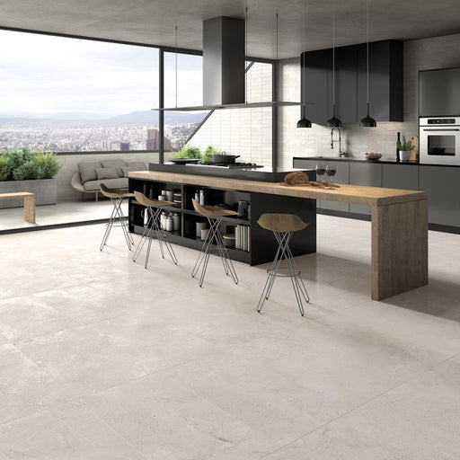 Parkland White Stone Effect Matt Porcelain Wall & Floor Tile 600x600mm
