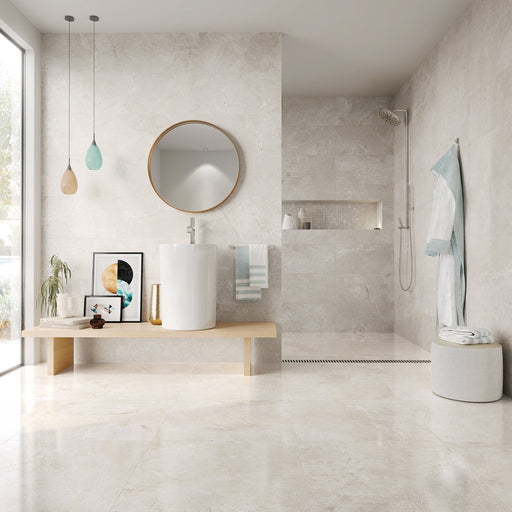 Parkland White Stone Effect Satin Ceramic Wall Tile 300x600mm
