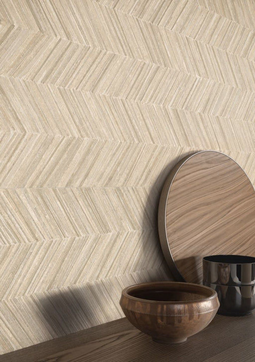 Pensacola beige herringbone decor matt porcelain tile 600x1200mm - view 2