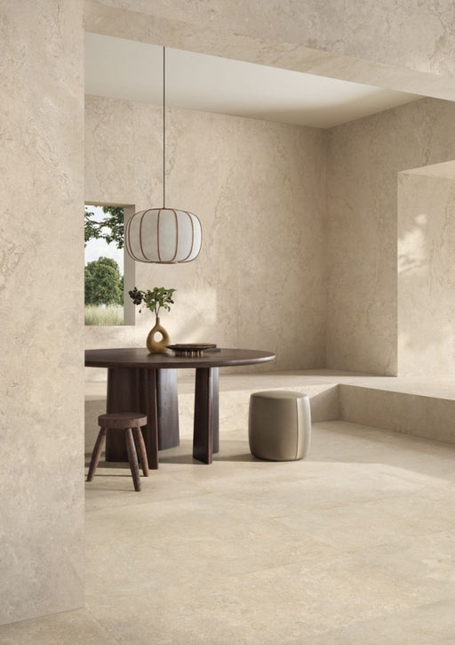 Pensacola Beige Minimal Stone Effect Matt Porcelain Wall & Floor Tile 600x1200mm