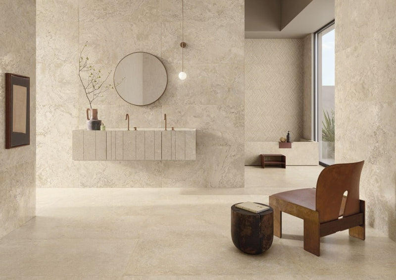 Pensacola Beige Varied Stone Effect Matt Porcelain Wall & Floor Tile 600x1200mm