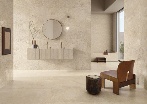 Pensacola Beige Varied Stone Effect Matt Porcelain Wall & Floor Tile 600x1200mm