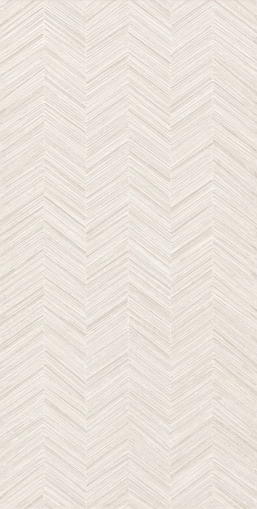 Pensacola white herringbone decor matt porcelain tile 600x1200mm - view 3