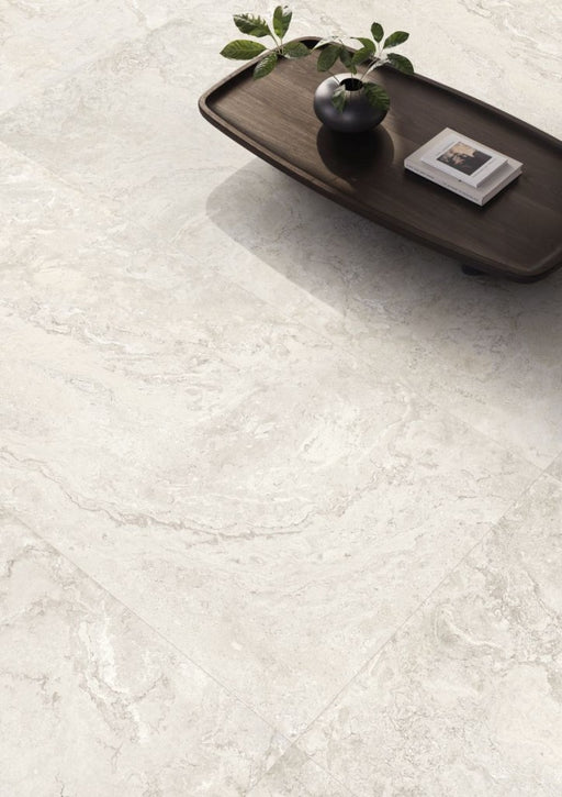 Pensacola White Varied Stone Effect Matt Porcelain Wall & Floor Tile 600x1200mm