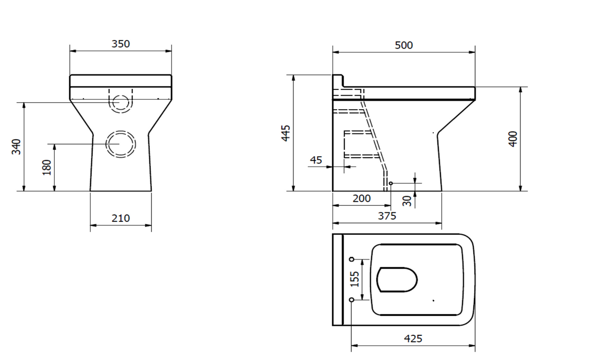Kartell K-VIT Trim 500mm WC Unit Set-Gloss White (POT473TR-POT472TR-ACC001N0-IMP500WC)