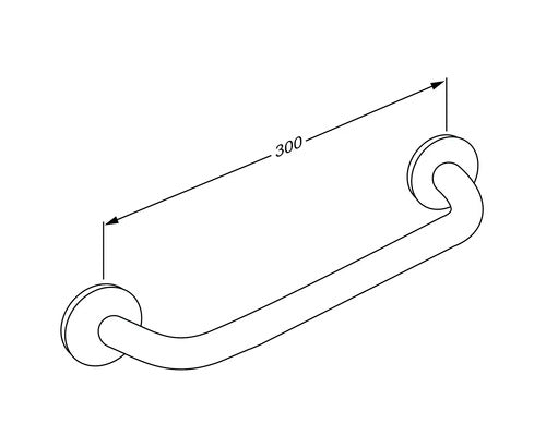 Pressalit Plus Handrail, 300mm, White (RT100000)