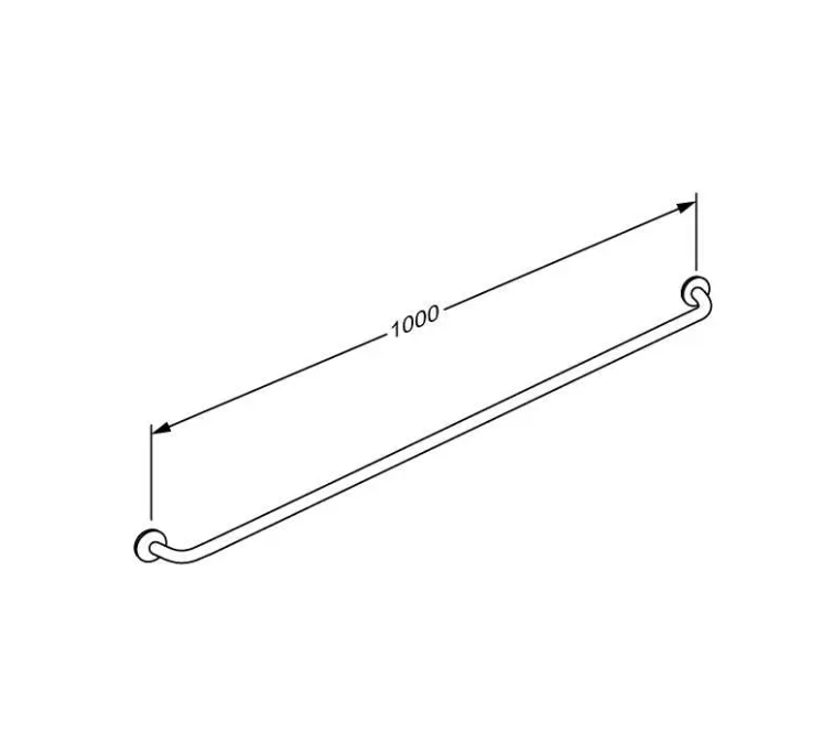 Pressalit Plus Handrail, 1000mm, Anthracite (RT104112)