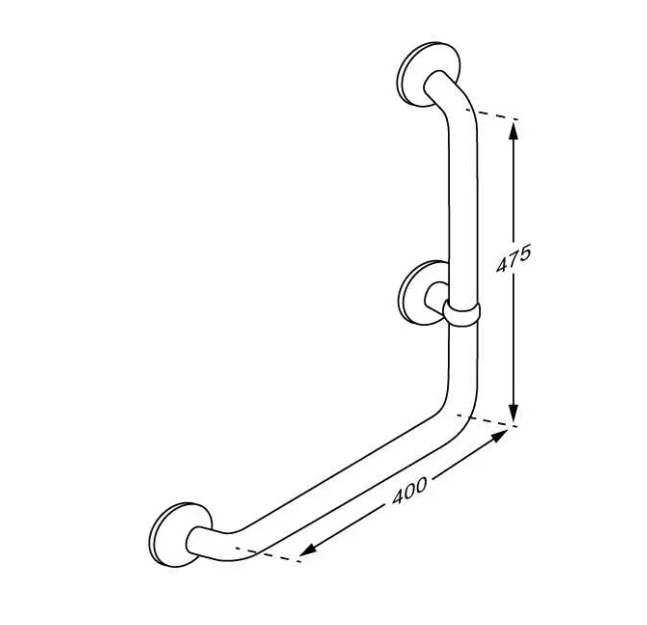 Pressalit Plus Angle Handrail 90°, Right Hand, 400 x 475mm, Dark Blue (RT114108)