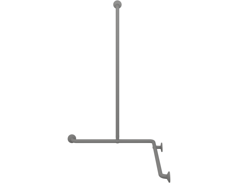 Pressalit Plus Corner Shower Combination Rail, 762 x 762 x 1250mm, Anthracite (RT156112)