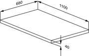 Pressalit changing table mattress dimensioned technical drawing 680 x 1100mm (R8481378)