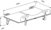 Pressalit CT 5000 Change Table, 700 × 1200mm, White (R8455512000) - dimensioned drawing