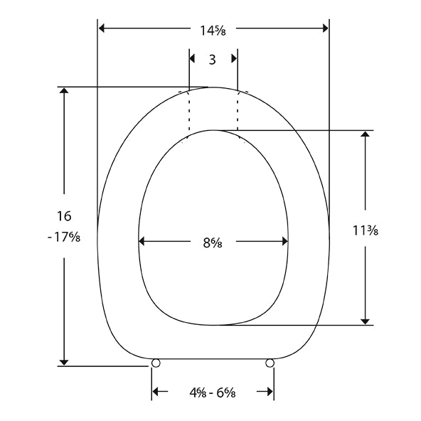 Pressalit Dania Open Front Toilet Seat With Cover R38000 - dimensioned drawing