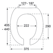 Pressalit Dania Open Front Toilet Seat Without Cover R28000 - dimensioned drawing