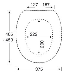 Pressalit Dania Toilet Seat With Cover Anthracite Grey R37112 - dimensioned drawing